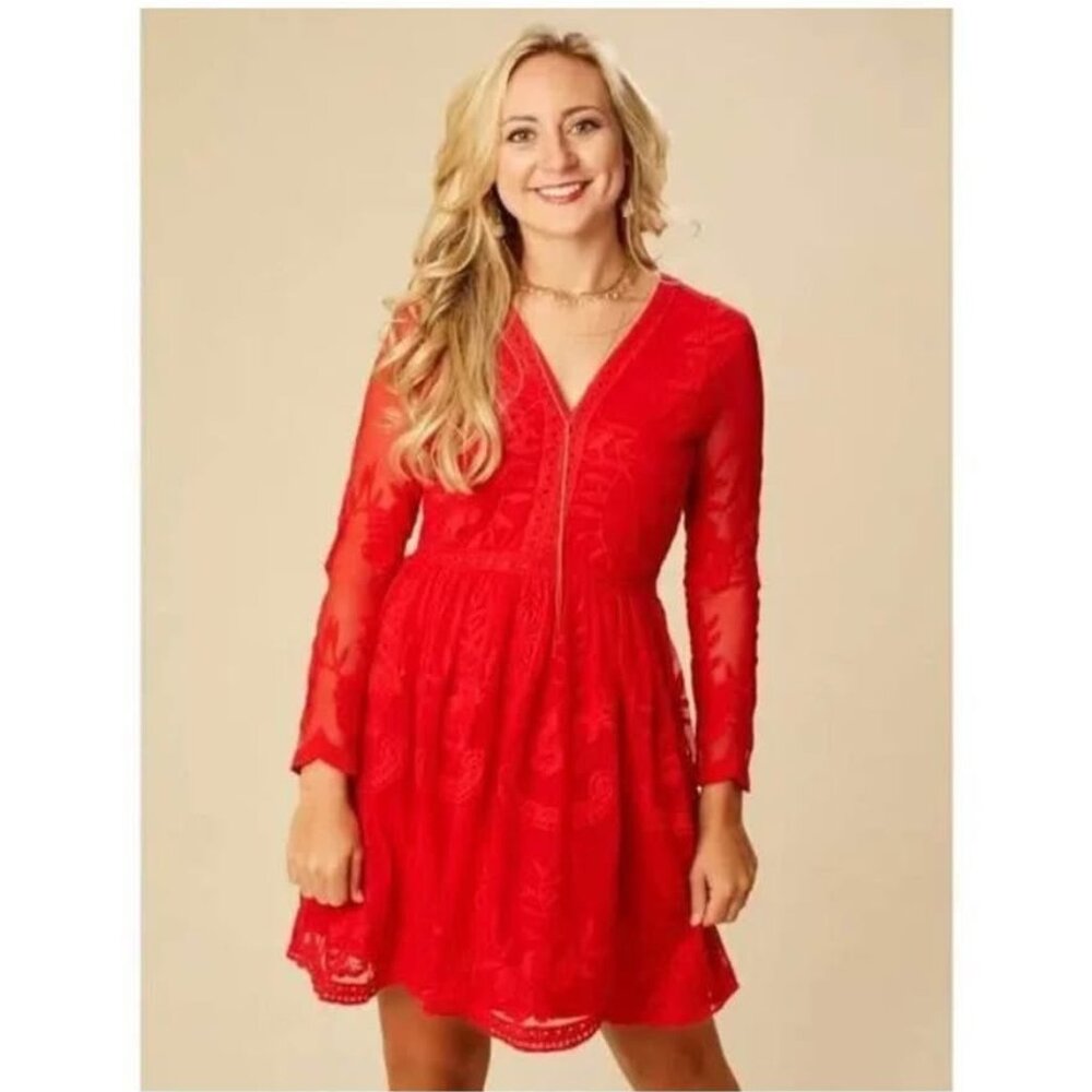 NWT Altar'd State Lavesta Red Lace Dress